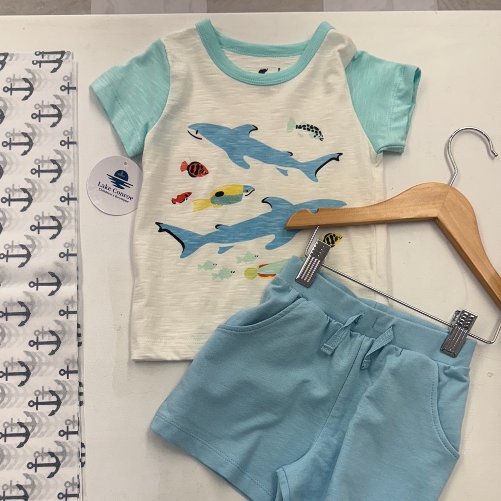 Shark Print Toddler Outfit